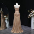 Champagne Beaded Mermaid Evening Dress Luxury Saudi Wedding Gown Customized by ZAPDRESS