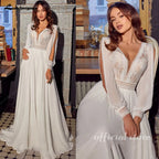 ZapDress Civil Chiffon Beach Wedding Dresses Wedding Dresses 2026 Long Sleeves Sexy Boho Bridal Gown Lace  Customized