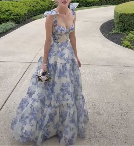 Vestidos de noche de fiesta de gasa con estampado floral especial Y6721