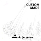 Deep V Lace Strap Boho Wedding Dress Floral Applique Bridal Gowns Glitter Tulle A Line Chapel Train Wedding Gowns Customized