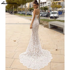 Stunning and Sexy Strapless 2 In 1 Mermaid Wedding Dress With Detachable Train Chic Lace Bride dress vestidos de noche