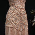 Champagne Beaded Mermaid Evening Dress Luxury Saudi Wedding Gown Customized by ZAPDRESS