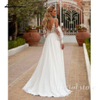 ZapDress Spaghetti Strap Chiffon Wedding Dresses for Bride A Line Boho Beach Bridal Dresses with Puff Sleeves Customized