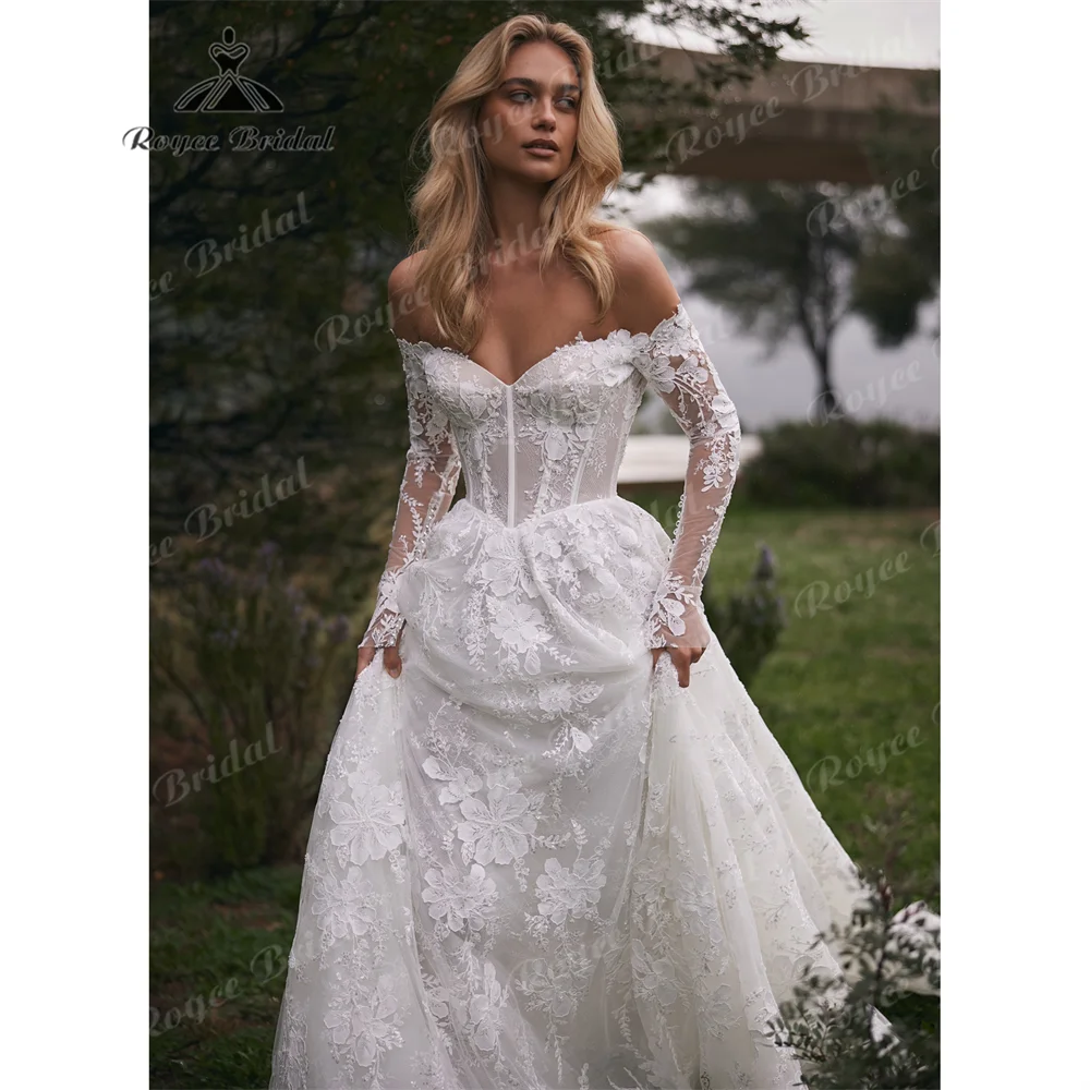 RoyceBridal Sweetheart A Line Wedding Dress 2025 Tulle Court Train Bridal Gown Customized suknia ślubnaفساتين حفلات