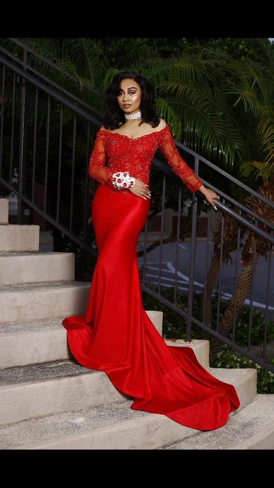 Elegant Red Mermaid Prom Dress Red Evening Dress Y5694 by simplepromdress
