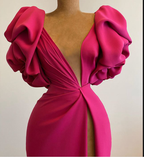 High Split Mermaid Long Evening Dress Hot Pink African Party Dress Y1900