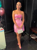 Strapless Pink Homecoming Dress Chic Pink Party Dress Y2138 by simplepromdress