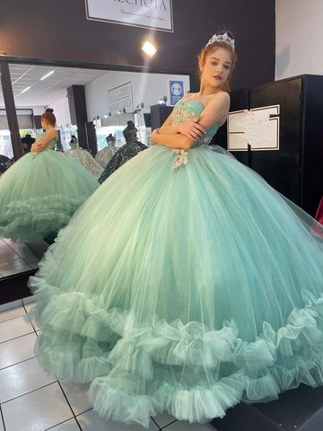 Vestido de fiesta de tul sin tirantes, vestido de quinceañera, vestido de princesa, Y2459