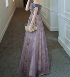 Dreamy Purple Prom Dress off Shoulder Evening Dress Elegant Long Banquet Dress Sleeveless Party Dress Girl Graduation Dress Y4286 by simplepromdress