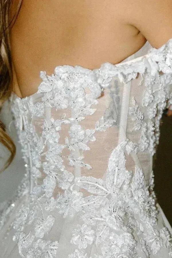 A Line Off the Shoulder Appliques Bohemian Wedding Dresses Bridal Gown WD674 by pgmdress