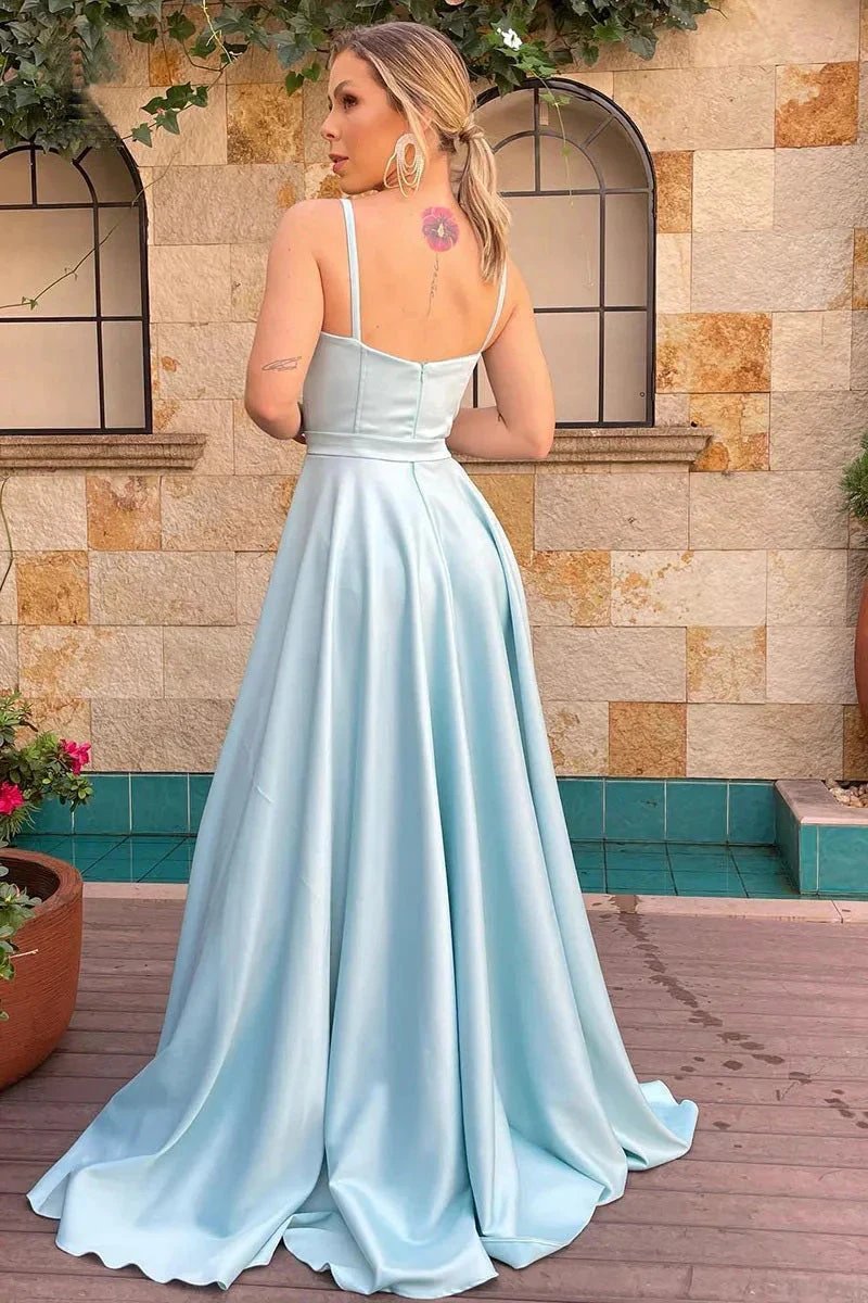 A Line Spaghetti Straps Sweetheart Ruched Long Bridesmaid Dress BD110 by pgmdress