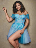A Line Illusion Appliques Homecoming Dresses with Detachable Sleeves by Cicinia