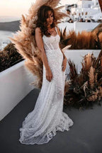 A Line Sweetheart Sparkly Sequins Beach Wedding Dress WD739 by pgmdress