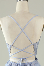 A Line Spaghetti Straps Light Purple Short Homecoming Dress with Appliques Y2671 by simplepromdress