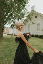 Off Shoulder Feather Prom Dresses Mermaid Formal Dress Evening Gowns Y2630 by simplepromdress