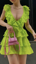 Green A-line V Neck Homecoming Dress Summer Casual Dress Y2629 by simplepromdress