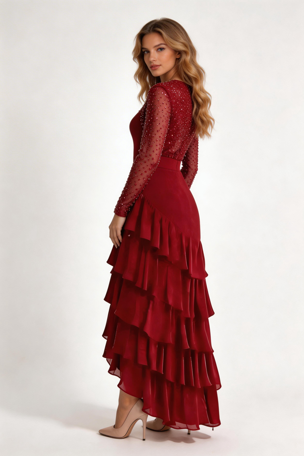 Elegant Sequins Chiffon Multi-Layered Prom Dress Formal Party Evening Dress Y7736 by simplepromdress