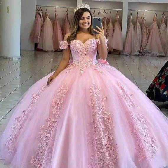 Purple Off The Shoulder Tulle Appliques Ball Gown,Sweet 16 Dress Y5472 by simplepromdress