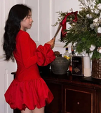 Red Long Sleeves A Line Mini Cocktail Dress Classy Homecoming Dress Y8103 by simplepromdress