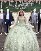 Charming Sage Green Ball Gown,Sweet 16 Dress,3D Flowers Princess Dress Y2321 by simplepromdress