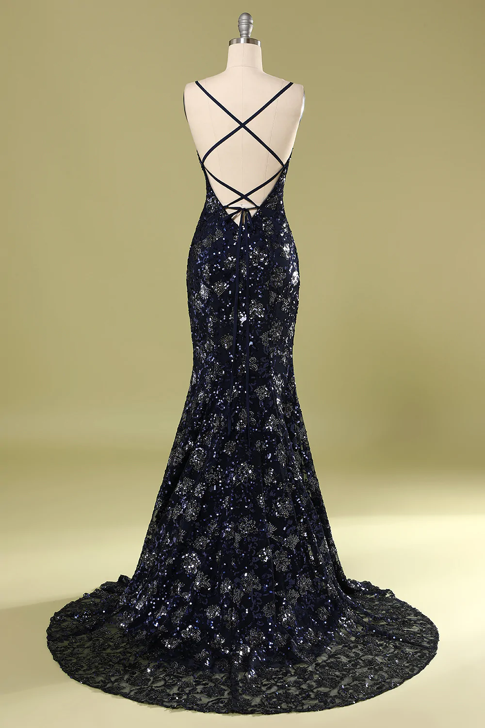 Navy Blue Evening Dress with Beading Sequins,Chic Prom Dress Y1832