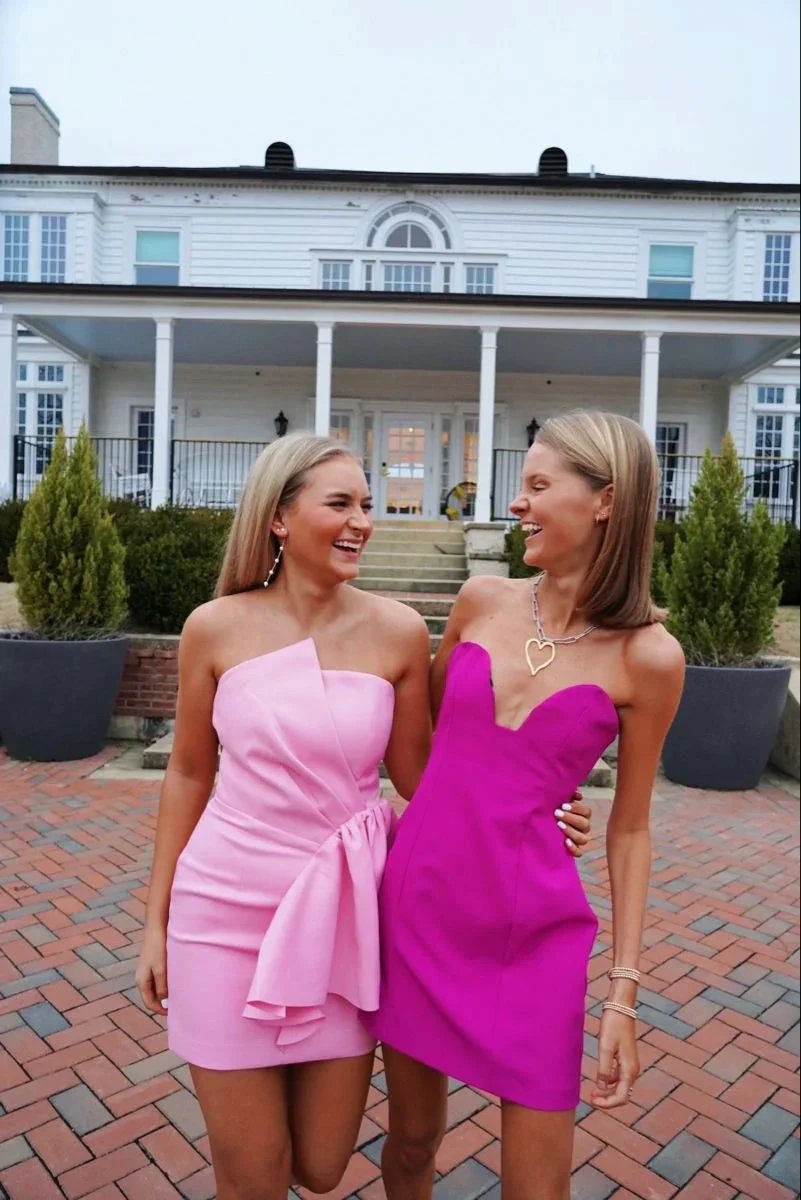Cute Strapless Homecoming Dress Pink Homecoming Dress Y2498 by simplepromdress