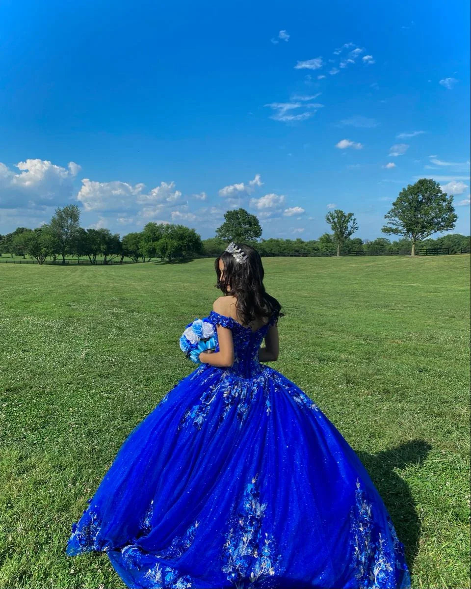 Royal Blue Ball Gown Quinceanera Dresses 3D Flower Sweetheart Sweet 15 16 Prom Party Gowns Y2821 by simplepromdress