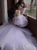Sparkly Prom Dresses Purple Prom Dresses Robes Cocktail Off The Shoulder Prom Dresses Long Sleeve Prom DressesY2408 by simplepromdress