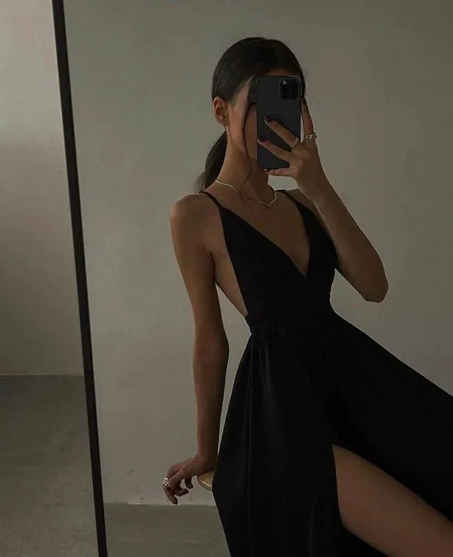 sexy black long prom dress evening dress Y52 by simplepromdress