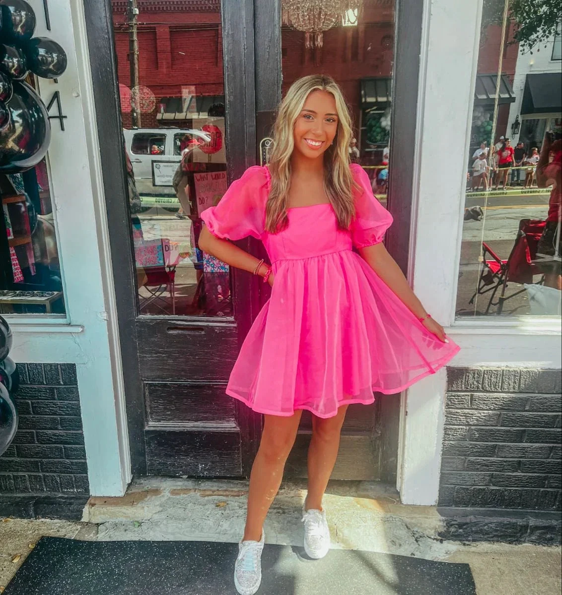 Hot Pink A-line Puffy Dress Short Homecoming Dress Y2098 by simplepromdress