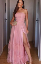 A Line Pink Long Prom Dresses Party Evening Gowns Y7050 by simplepromdress