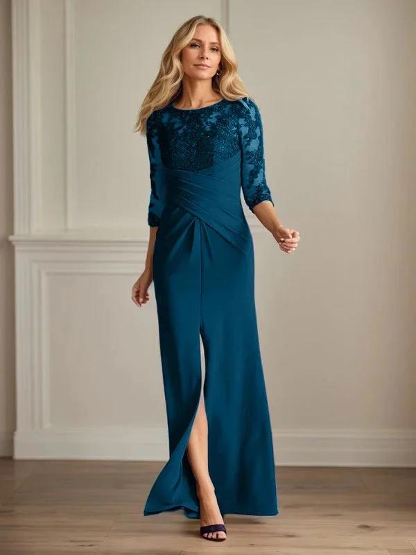 Plum Sheath Lace Stretch Crepe Mother of the Bride Dress by Dreamylily