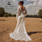 robe mariee boheme Lace Long Sleeve Mermaid Wedding Dress 2025 Boho Customized Bridal Gown for Women vestidos de novia sirena