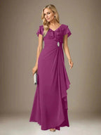Stormy A-Line V-Neck Ruched Chiffon Dress by Dreamylily