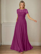 Dark Navy A-Line Boatneck Sequins Chiffon Dress by Dreamylily