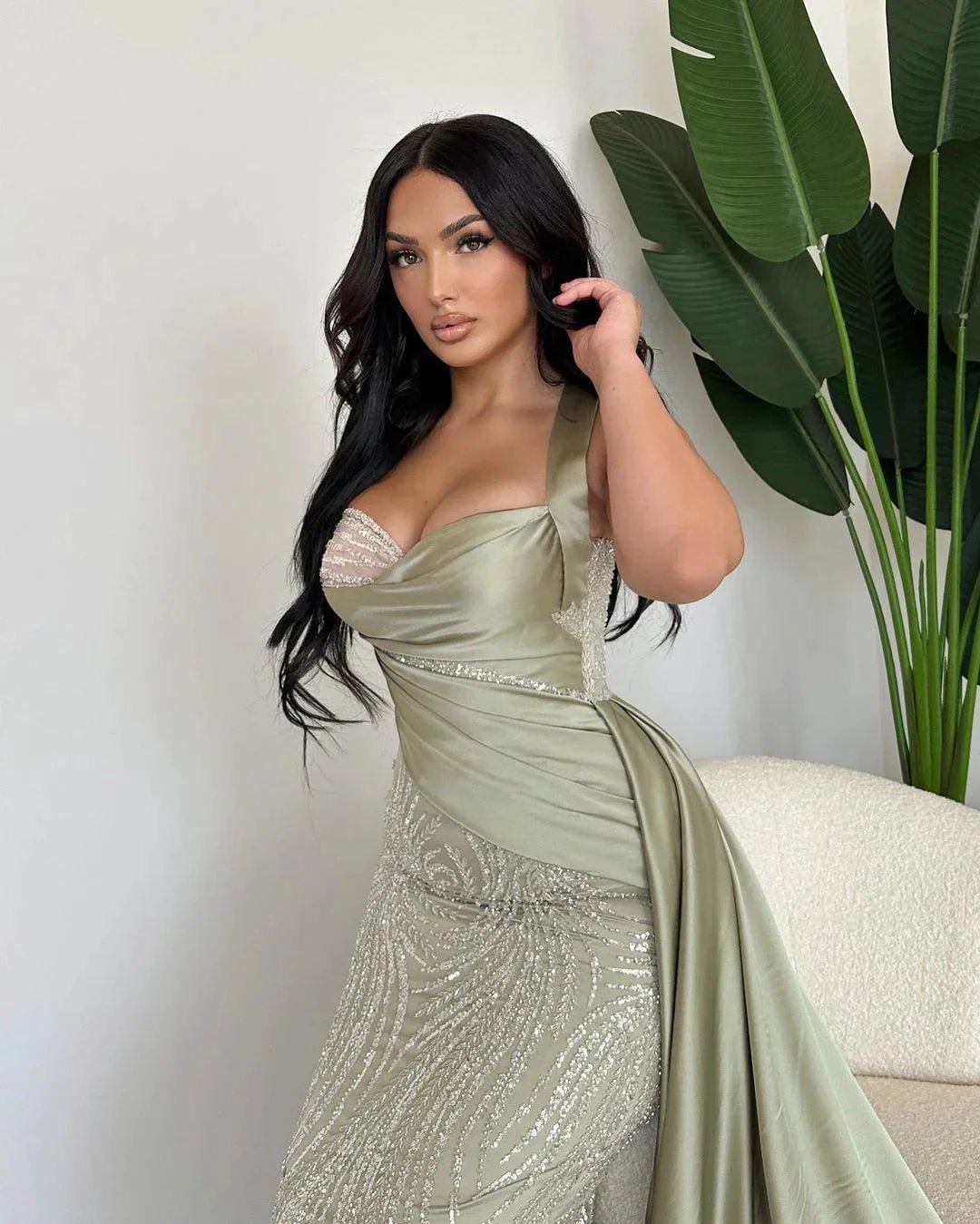 Amazing Long Mermaid Straps Lace Sequined Beading Sleeveless Prom Dress by misshow.com