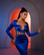 Amazing Mermaid Strapless Long Sleeve Beading Satin Prom Dresses by misshow.com
