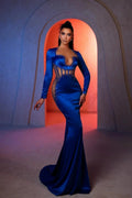 Amazing Mermaid Strapless Long Sleeve Beading Satin Prom Dresses by misshow.com