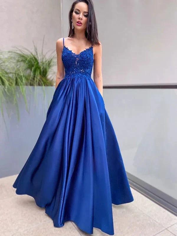 Applique Spaghetti Straps Floor Length Dresses SYP124 by vivymakudress