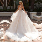Appliques Vestido De Noiva Deep V-neck Backless Vestidos De Novia Sleeveless Wedding Dresses Lace Robe De Mariée by payinti