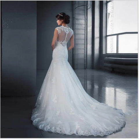 Appliques Vestido De Noiva Vintage Backless Meerjungfrau Brautkleider Oansatz Vestidos De Novia Spitze Robe De Mariée 