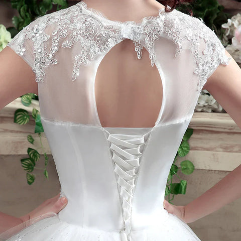 Applqiues Vestido De Noiva Cap Sleeve Brautkleider V-ausschnitt Vestidos De Novia 