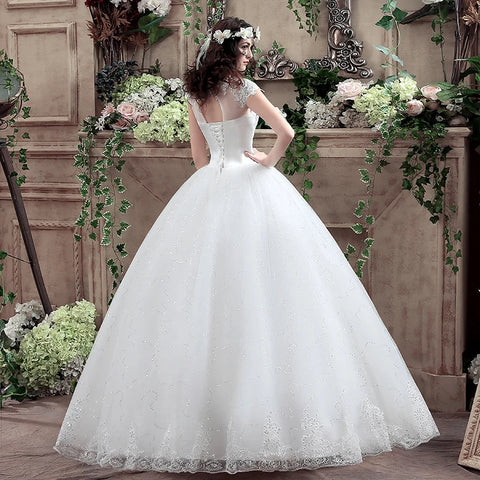Applqiues Vestido De Noiva Cap Sleeve Brautkleider V-ausschnitt Vestidos De Novia 
