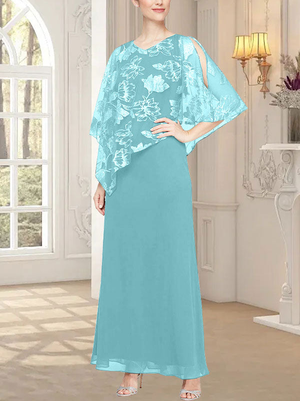 Long Glitter Mesh Dress with Novelty Asymmetric Overlay Bodice