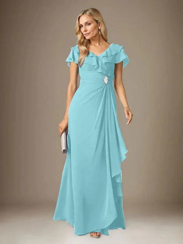 Stormy A-Line V-Neck Ruched Chiffon Dress by Dreamylily