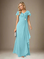 Stormy A-Line V-Neck Ruched Chiffon Dress by Dreamylily