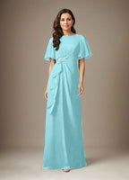 Dark Navy Sheath Beaded Chiffon Dress by Dreamylily
