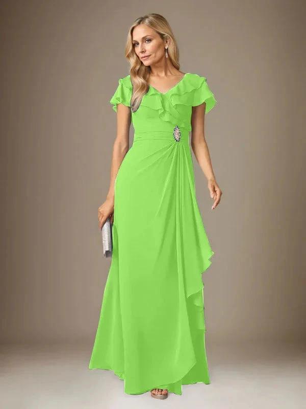 Stormy A-Line V-Neck Ruched Chiffon Dress by Dreamylily