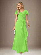 Stormy A-Line V-Neck Ruched Chiffon Dress by Dreamylily