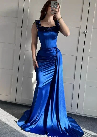 Blue Off The Shoulder Mermaid Evening Dress Formal Prom Dress Y7842 by simplepromdress